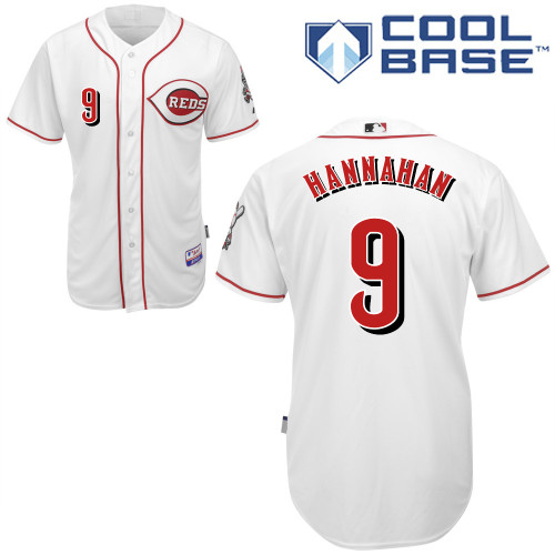 Jack Hannahan #9 MLB Jersey-Cincinnati Reds Men's Authentic Home White Cool Base Baseball Jersey